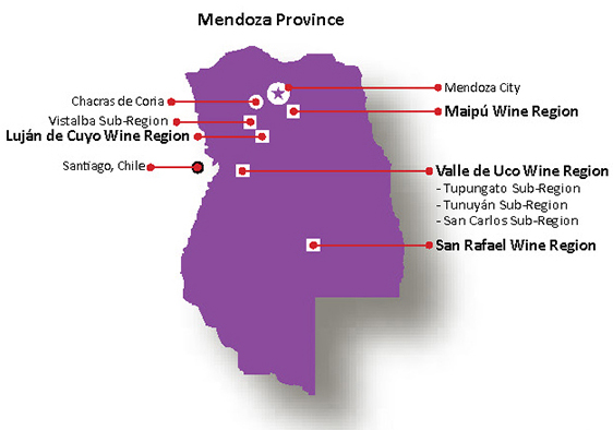 The Mendoza Wine Regions Exploring Wine Regions   Mendoza Map 